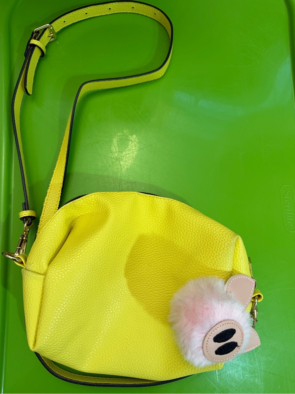 Yellow Women's Crossbody Bag with Pom Charm